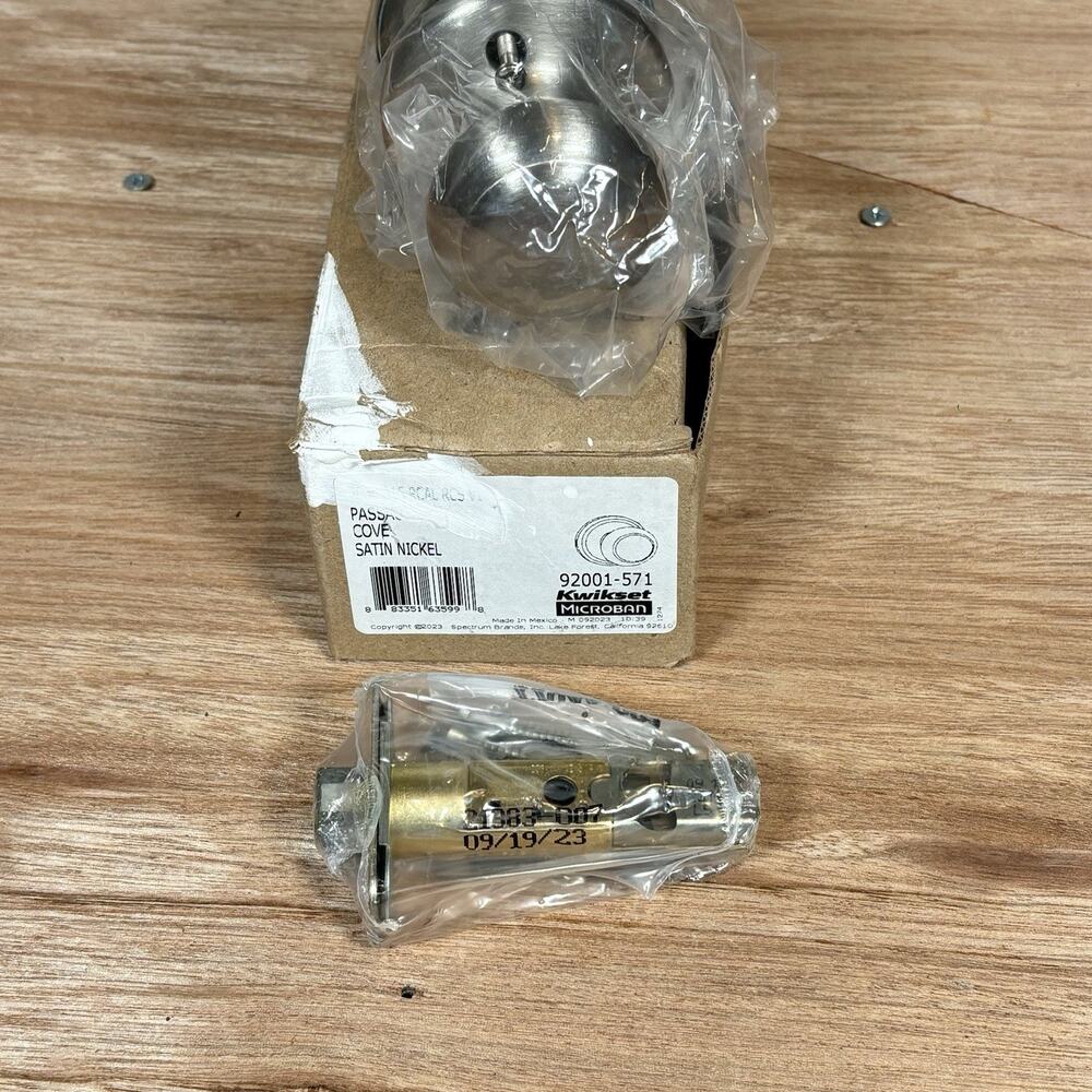 Kwikset 200CV Passage Cove Doorknob Satin Nickel 92001-571 Interior‎ Door Knob